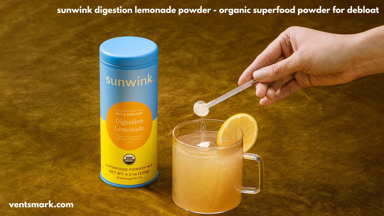 sunwink digestion lemonade powder - organic superfood powder for debloat